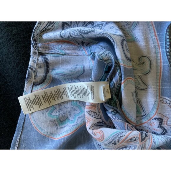 Chicos Womens Size 2 Paisley Button-Up Blouse Blue/Gray - Picture 5 of 8